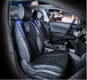 (CarFashion) Накидки на передние сиденья FRONT "SPACE" цвет черный/черный/синий