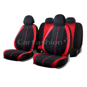 (CarFashion) Комплект чехлов на весь салон "CRUISE", цвет черный/красный/черный/красный
