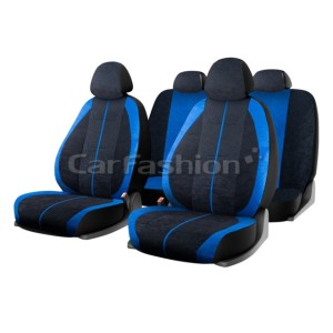 (CarFashion) Комплект чехлов на весь салон "CRUISE", цвет черный/синий/черный/синий
