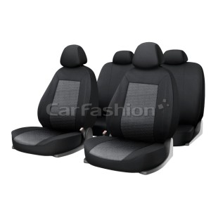 (CarFashion) Комплект чехлов на весь салон JACQUARD, цвет СЕРЫЙ/черный/серый