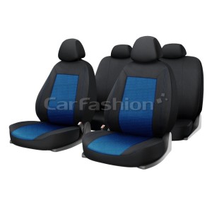(CarFashion) Комплект чехлов на весь салон JACQUARD, цвет СИНИЙ/черный/синий