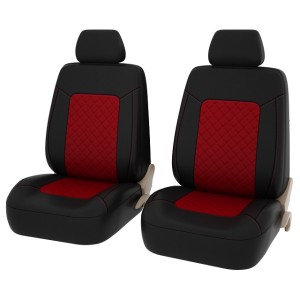 (PSV) Чехол  на передние сиденья ELEGANT NEXT 2 FRONT, ромб + экокожа, цвет Черный- красный