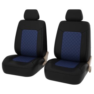 (PSV) Чехол  на передние сиденья ELEGANT NEXT 2 FRONT, ромб + экокожа, цвет Черный- синий