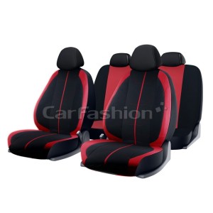 (CarFashion) Комплект чехлов на весь салон BRAVO, цвет Черный/красный/черный/красный