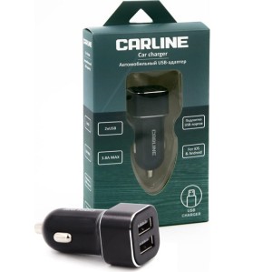 (CARLINE)/Azard Телефонное АЗУ 2 USB 12/24Вт, 3,8А, цв ЧЕРНЫЙ