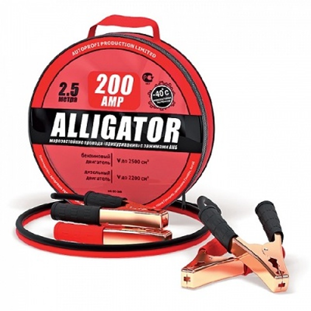 (AUTOPROFI) Провода пусковые  Аллигатор 200 А - 2,5м в брезентовой сумке /10