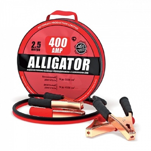 (AUTOPROFI) Провода пусковые  Аллигатор 400 А - 2,5м в брезентовой сумке /10