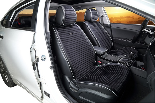(CarFashion) Накидки на передние сиденья "MONACO" цвет ЧЕРНЫЙ/черный/серый/серый