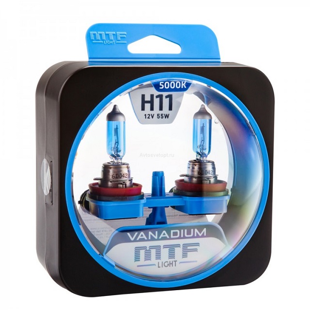 (MTF Light) Лампа H11 галогенная 55W 12V  Vanadium 5000к (2шт комплект)