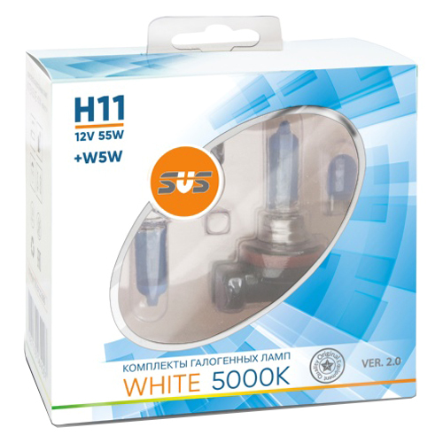 (SVS) Лампа H11 галогенная 55W 12V +W5W White 5000k (комплект 2шт) /6