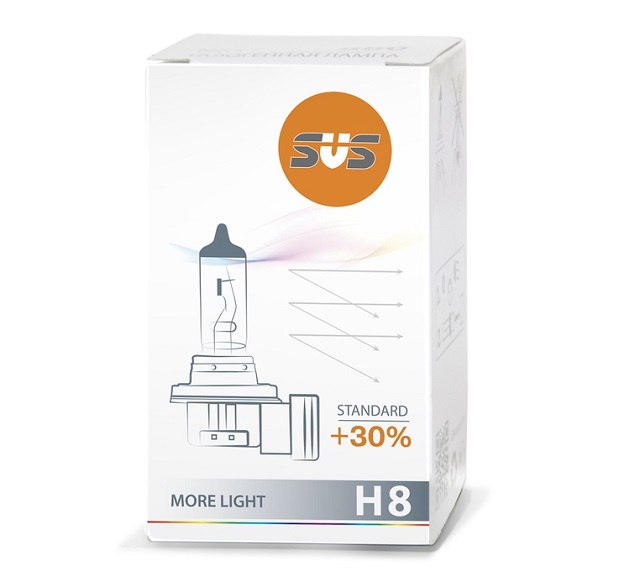 (SVS) Лампа H 8 галогенная 35W 12V Standart + 30% (1шт)/10