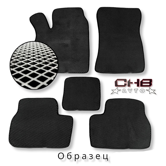 (ЕВА) Комплект полимерных НАНО ковриков на ВАЗ 2107, цвет ЧЁРНЫЙ/чёрный