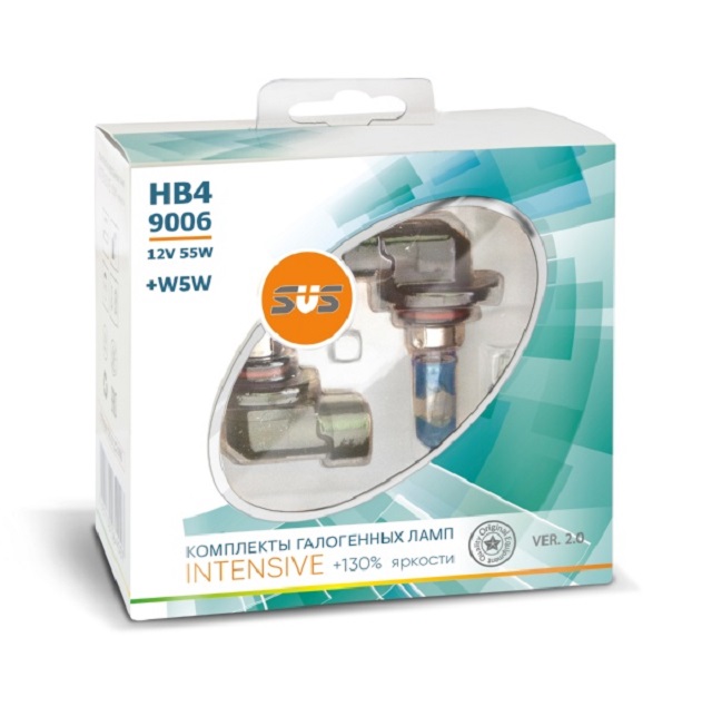 (SVS) Лампа HB 4 9006 галогенная   55W 12V +W5W  Intensive +130% (комплект 2шт)