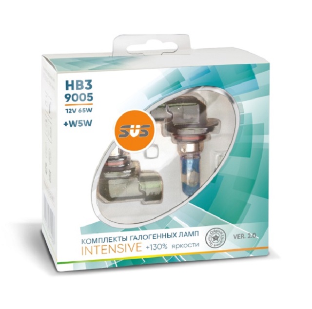 (SVS) Лампа HB 3 9005 галогенная 55W 12V +W5W  Intensive +130% (комплект 2шт)