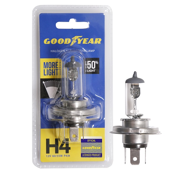 (Goodyear) Лампа H 4 галогенная   60/55W 12V More Light  (1шт) /10