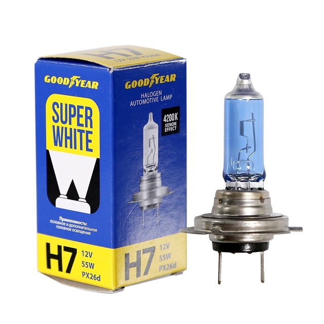 (Goodyear) Лампа H 7 галогенная 55W 12V Super White (1шт) /10
