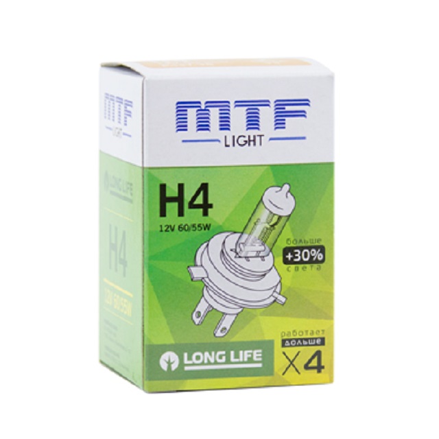 (MTF Light) Лампа H 4 галогенная  60/55W 12V  Standart +30%   (1шт) /10