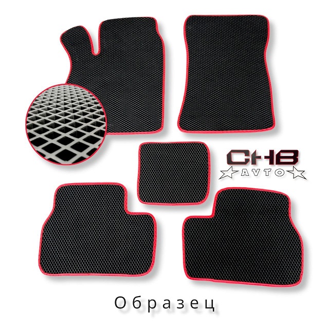(ЕВА) Комплект полимерных НАНО ковриков на  Hyundai Accent, цвет ЧЁРНЫЙ/красный