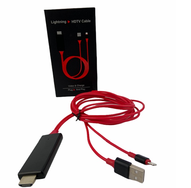 Телефонный КАБЕЛЬ Lightning HDTV для IPhone 5/6/7 - HDMI универсальный с питанием через Micro USB, 2 м