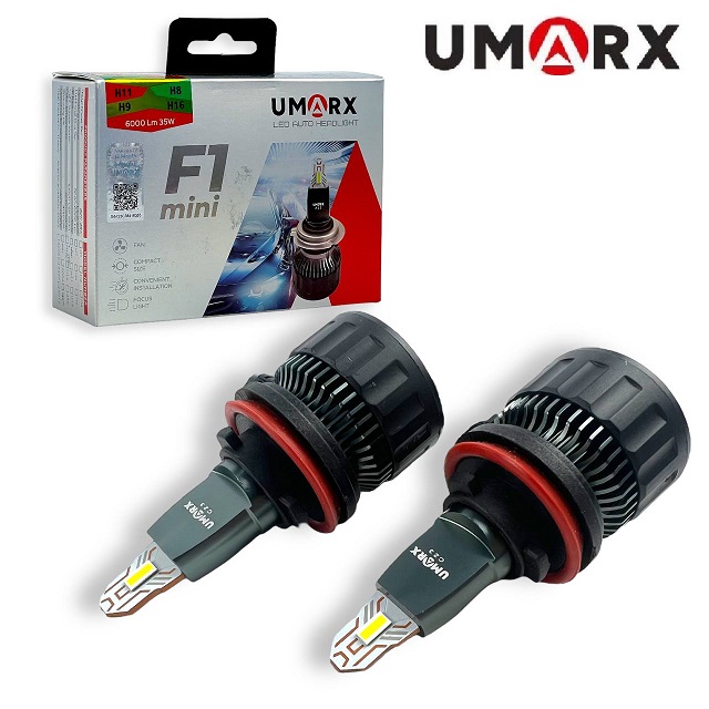 Лампа Диод H11 F1 mini  6000K 6000Lm 35W 9-24V  (UMARX)