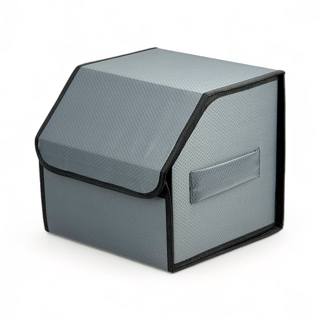 (AvtoVinni) Сумка органайзер в багажник на липучке цвет СЕРЫЙ, рисунок РОМБ МЕЛКИЙ (размеры 30*30*30 см)