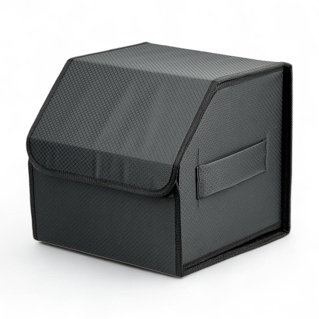 (AvtoVinni) Сумка органайзер в багажник на липучке цвет ЧЕРНЫЙ, рисунок РОМБ МЕЛКИЙ (размеры 30*30*30 см)