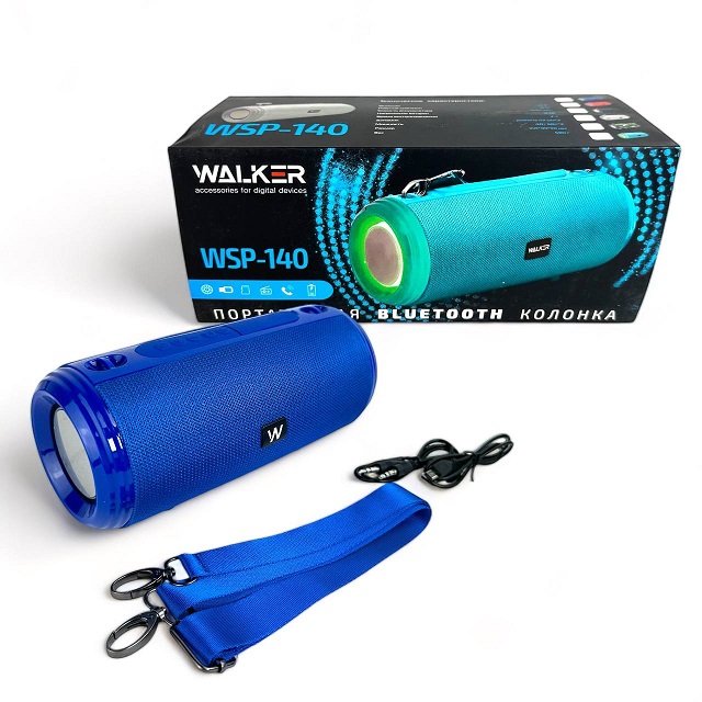 (WALKER) Колонка WSP-140/ML, 10Вт, Bluetooth, с подсветкой, цвет СИНИЙ
